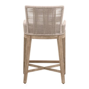 Essentials For Living Overlay Counter Stool ~ Oyster Twist Rope, LiveSmart Peyton-Pearl With Natural Gray Mahogany Frame