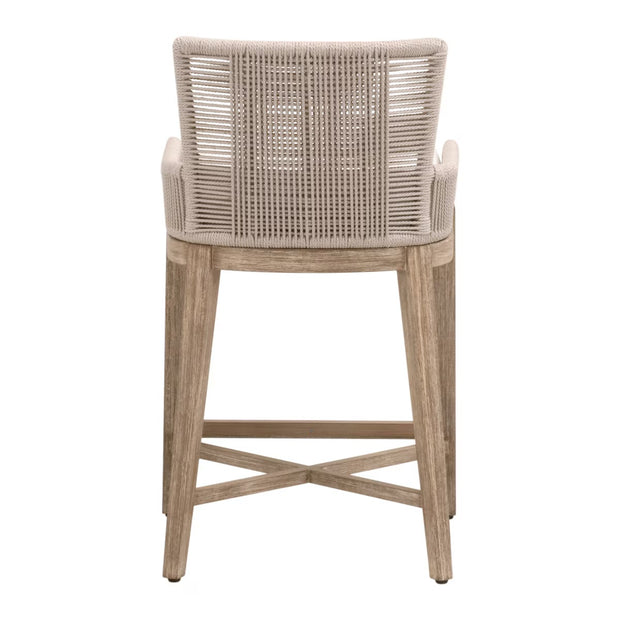 Essentials For Living Overlay Counter Stool ~ Oyster Twist Rope, LiveSmart Peyton-Pearl With Natural Gray Mahogany Frame