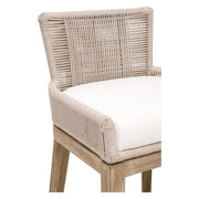 Essentials For Living Overlay Counter Stool ~ Oyster Twist Rope, LiveSmart Peyton-Pearl With Natural Gray Mahogany Frame