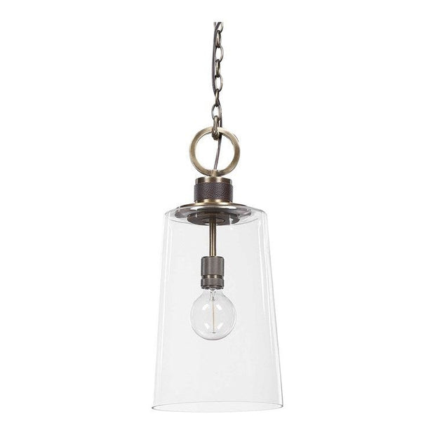 Uttermost Rosston Industrial Glass With Antique Braa Finish Mini Pendant Light