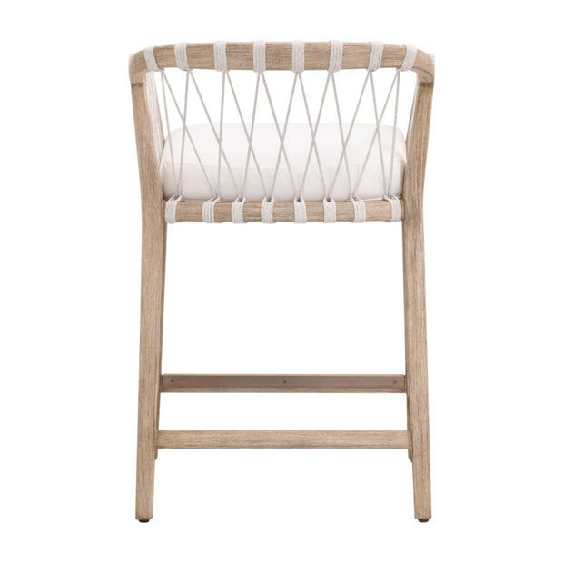 Essentials For Living Pacific Counter Stool ~ White Speckle Flat Rope, LiveSmart Peyton-Pearl With Natural Gray Mahogany Frame