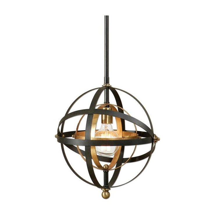 Uttermost Rondure Concentric Circles Oil Rubbed Bronze, French Gold With Antique Brass Finish Mini Pendant Light