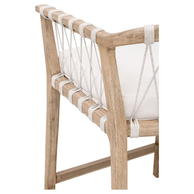 Essentials For Living Pacific Counter Stool ~ White Speckle Flat Rope, LiveSmart Peyton-Pearl With Natural Gray Mahogany Frame