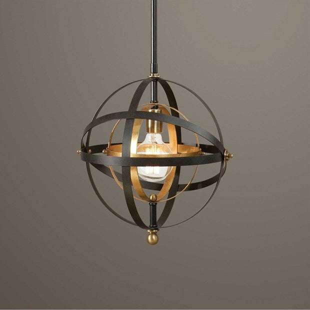 Uttermost Rondure Concentric Circles Oil Rubbed Bronze, French Gold With Antique Brass Finish Mini Pendant Light