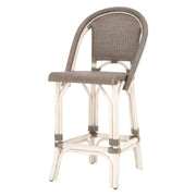 Essentials For Living Paris Counter Stool ~ Antique White Rattan With Sanded Gray Frame