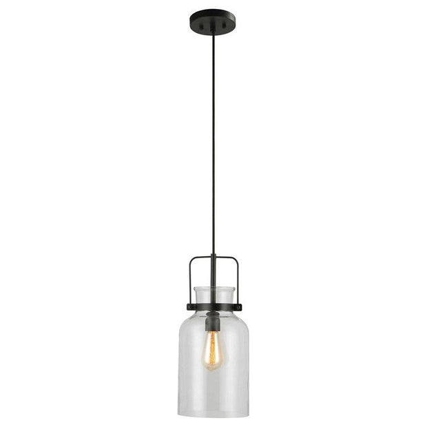 Uttermost Lansing Glass With Textured Black Finish Modern Farmhouse Mini Pendant Light
