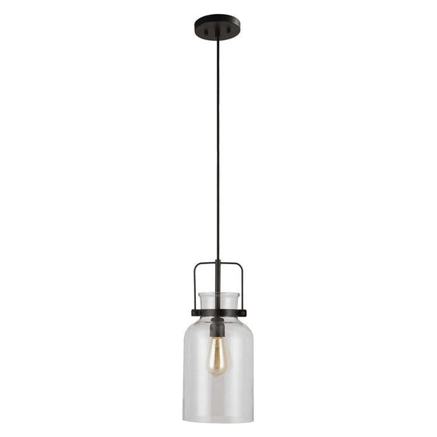 Uttermost Lansing Glass With Textured Black Finish Modern Farmhouse Mini Pendant Light
