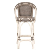 Essentials For Living Paris Counter Stool ~ Antique White Rattan With Sanded Gray Frame