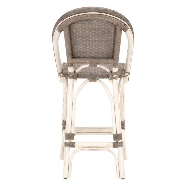 Essentials For Living Paris Counter Stool ~ Antique White Rattan With Sanded Gray Frame