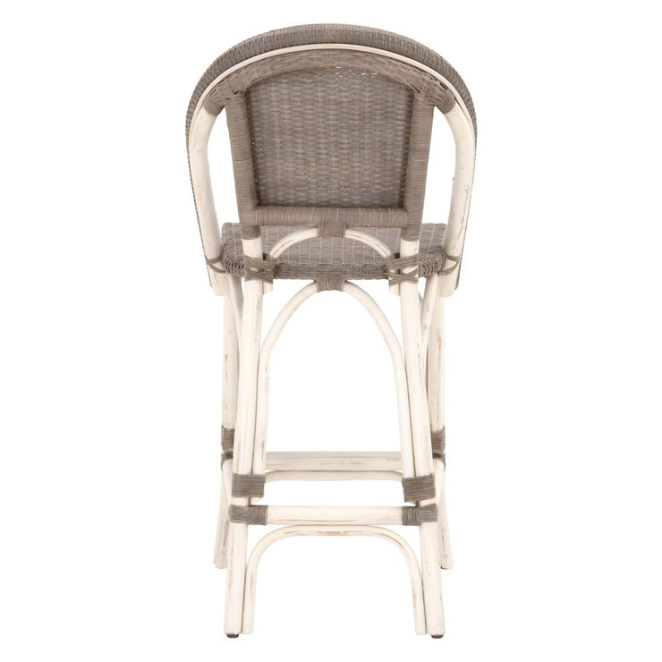Essentials For Living Paris Counter Stool ~ Antique White Rattan With Sanded Gray Frame