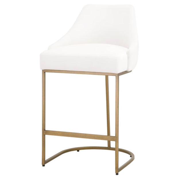 Essentials For Living Parissa Counter Stool ~ LiveSmart Peyton-Pearl With Brushed Gold Frame