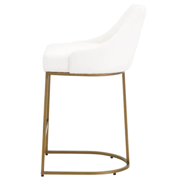 Essentials For Living Parissa Counter Stool ~ LiveSmart Peyton-Pearl With Brushed Gold Frame