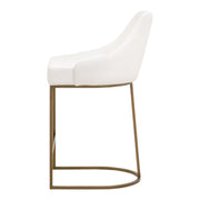 Essentials For Living Parissa Counter Stool ~ Pure White Top Grain Leather With Brushed Gold Frame