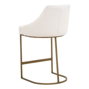 Essentials For Living Parissa Counter Stool ~ Pure White Top Grain Leather With Brushed Gold Frame