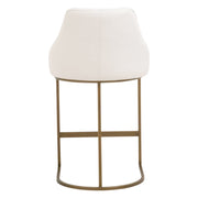 Essentials For Living Parissa Counter Stool ~ Pure White Top Grain Leather With Brushed Gold Frame