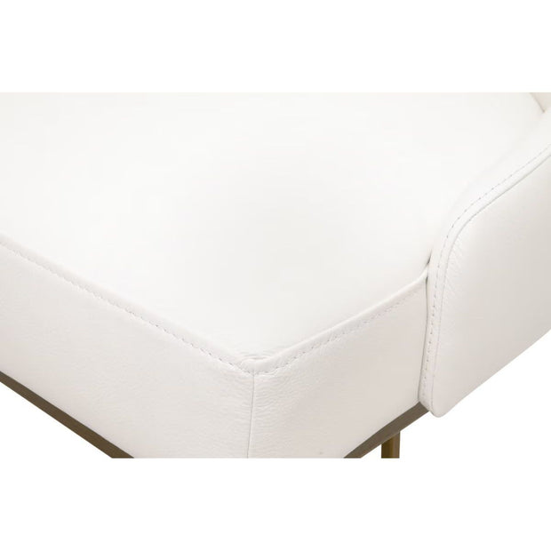 Essentials For Living Parissa Counter Stool ~ Pure White Top Grain Leather With Brushed Gold Frame