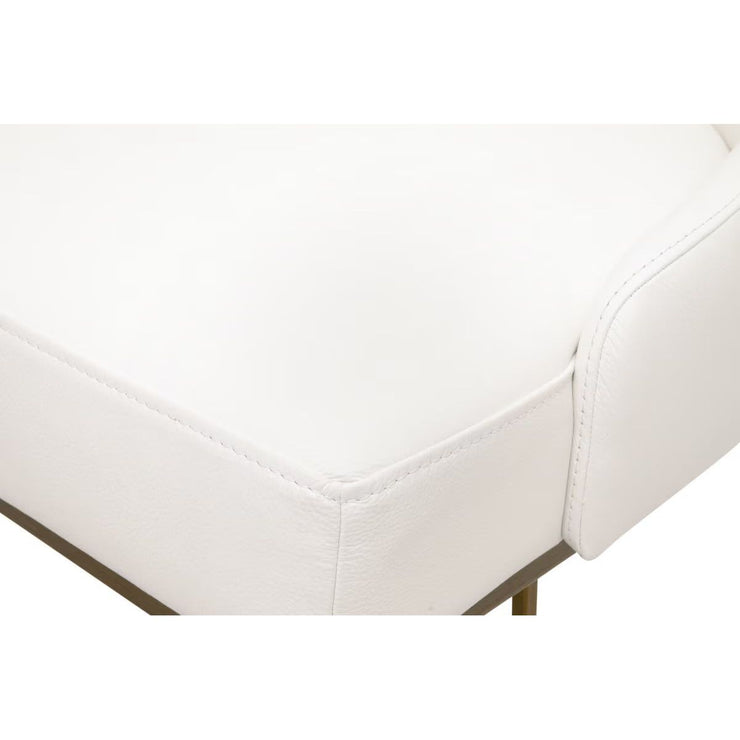 Essentials For Living Parissa Counter Stool ~ Pure White Top Grain Leather With Brushed Gold Frame