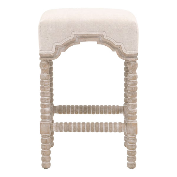 Essentials For Living Rue Counter Stool ~ Performance Bisque French Linen With Natural Gray Ash Frame