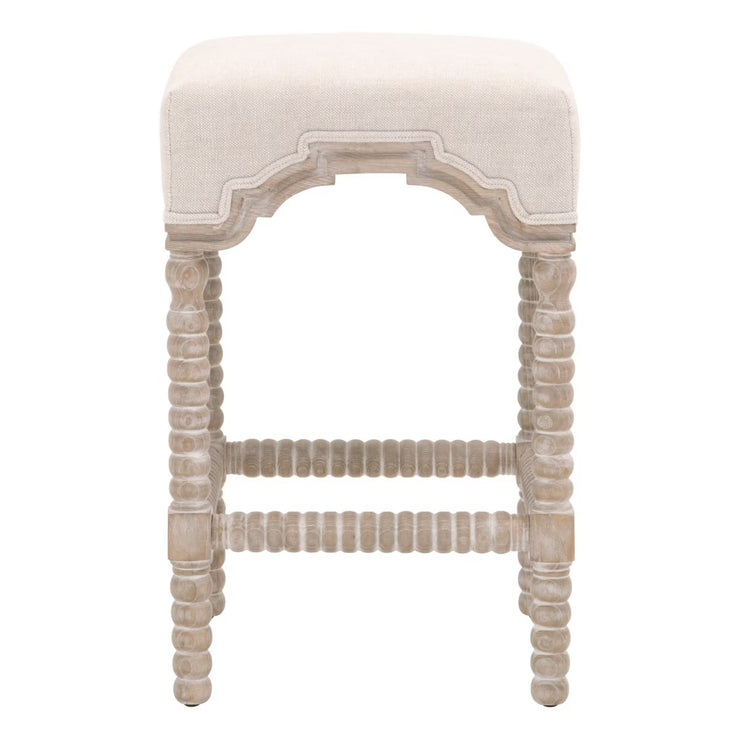 Essentials For Living Rue Counter Stool ~ Performance Bisque French Linen With Natural Gray Ash Frame