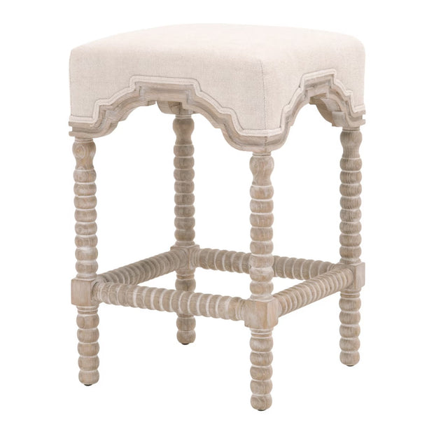 Essentials For Living Rue Counter Stool ~ Performance Bisque French Linen With Natural Gray Ash Frame