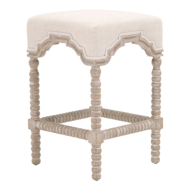Essentials For Living Rue Counter Stool ~ Performance Bisque French Linen With Natural Gray Ash Frame
