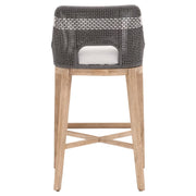 Essentials For Living Tapestry BarStool ~ Dove Flat Rope, White Speckle Stripe, Performance White Speckle With Natural Gray Mahogany Frame