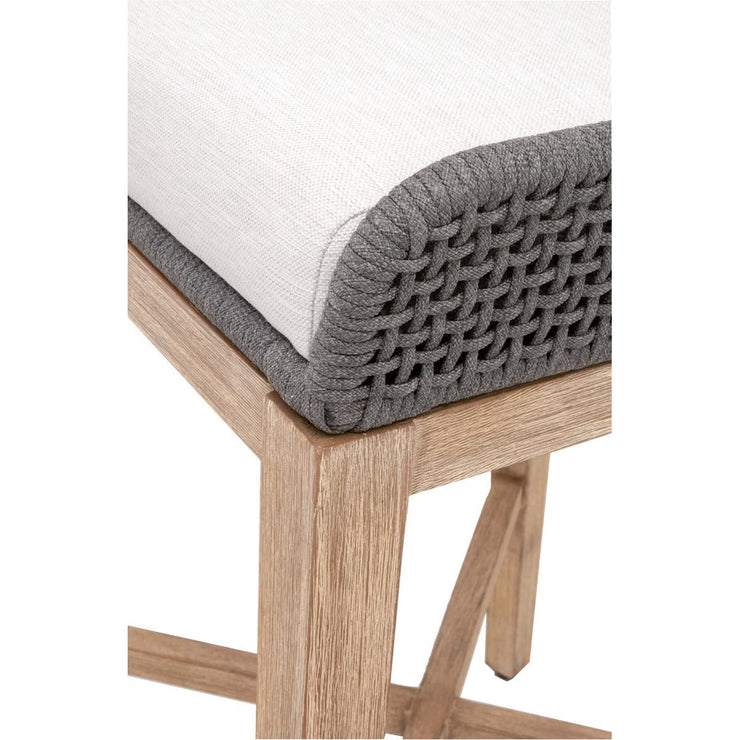 Essentials For Living Tapestry BarStool ~ Dove Flat Rope, White Speckle Stripe, Performance White Speckle With Natural Gray Mahogany Frame