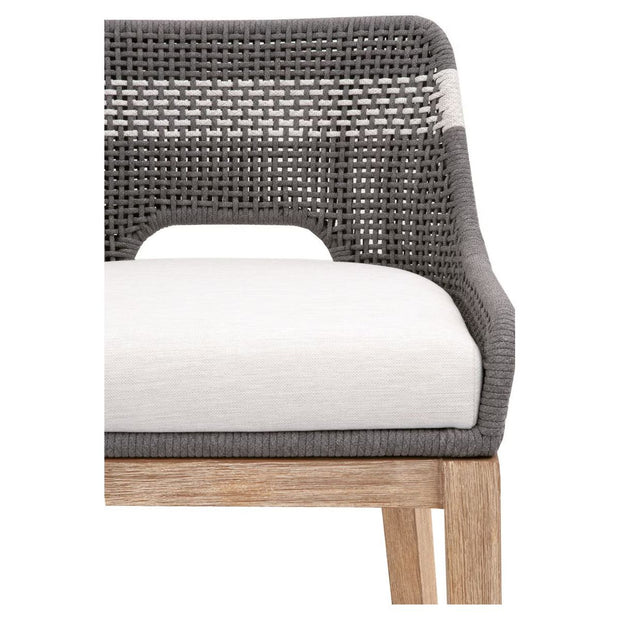 Essentials For Living Tapestry Counter Stool ~ Dove Flat Rope, White Speckle Stripe, Performance White Speckle With Natural Gray Mahogany Frame