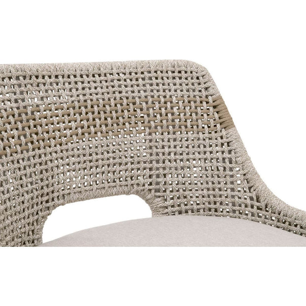 Essentials For Living Tapestry BarStool ~ Taupe & White Flat Rope, Taupe Stripe, Performance Pumice With Natural Gray Mahogany Frame