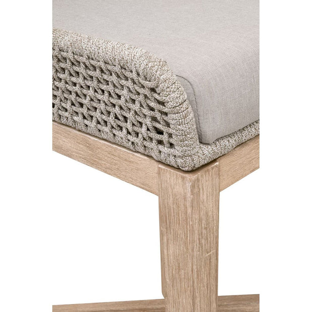 Essentials For Living Tapestry Counter Stool ~ Taupe & White Flat Rope, Taupe Stripe, Performance Pumice With Natural Gray Mahogany Frame