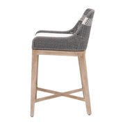 Essentials For Living Tapestry Counter Stool ~ Dove Flat Rope, White Speckle Stripe, Performance White Speckle With Natural Gray Mahogany Frame
