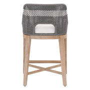 Essentials For Living Tapestry Counter Stool ~ Dove Flat Rope, White Speckle Stripe, Performance White Speckle With Natural Gray Mahogany Frame