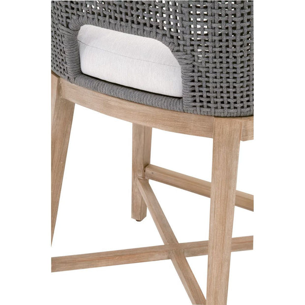 Essentials For Living Tapestry Counter Stool ~ Dove Flat Rope, White Speckle Stripe, Performance White Speckle With Natural Gray Mahogany Frame
