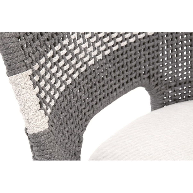 Essentials For Living Tapestry Counter Stool ~ Dove Flat Rope, White Speckle Stripe, Performance White Speckle With Natural Gray Mahogany Frame