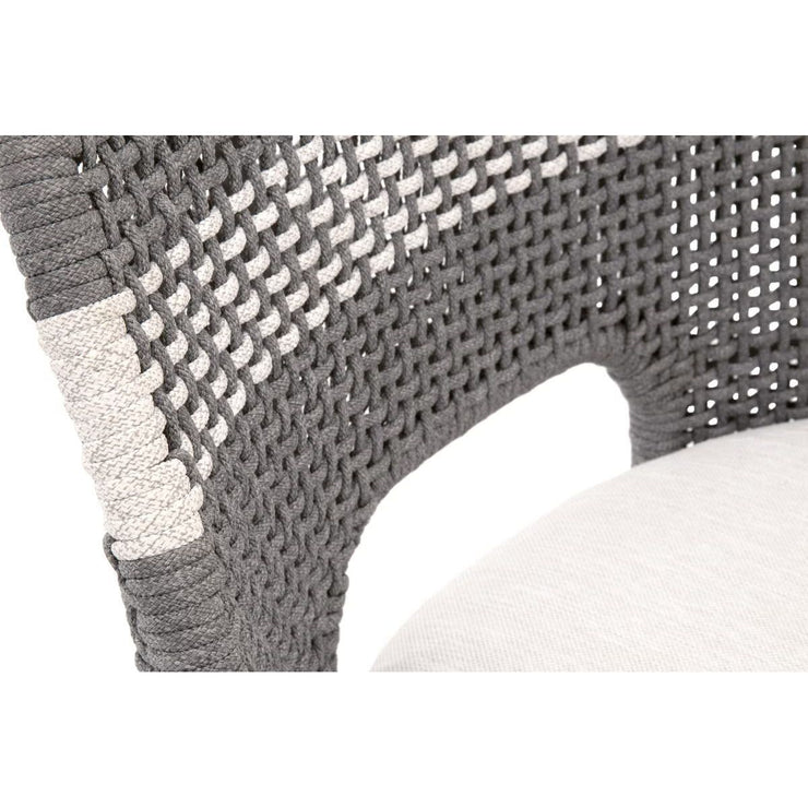 Essentials For Living Tapestry Counter Stool ~ Dove Flat Rope, White Speckle Stripe, Performance White Speckle With Natural Gray Mahogany Frame