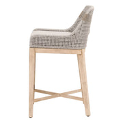 Essentials For Living Tapestry Counter Stool ~ Taupe & White Flat Rope, Taupe Stripe, Performance Pumice With Natural Gray Mahogany Frame