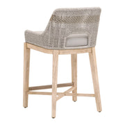 Essentials For Living Tapestry Counter Stool ~ Taupe & White Flat Rope, Taupe Stripe, Performance Pumice With Natural Gray Mahogany Frame