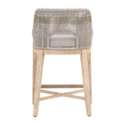 Essentials For Living Tapestry Counter Stool ~ Taupe & White Flat Rope, Taupe Stripe, Performance Pumice With Natural Gray Mahogany Frame