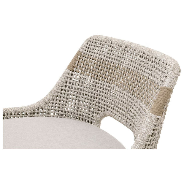 Essentials For Living Tapestry Counter Stool ~ Taupe & White Flat Rope, Taupe Stripe, Performance Pumice With Natural Gray Mahogany Frame
