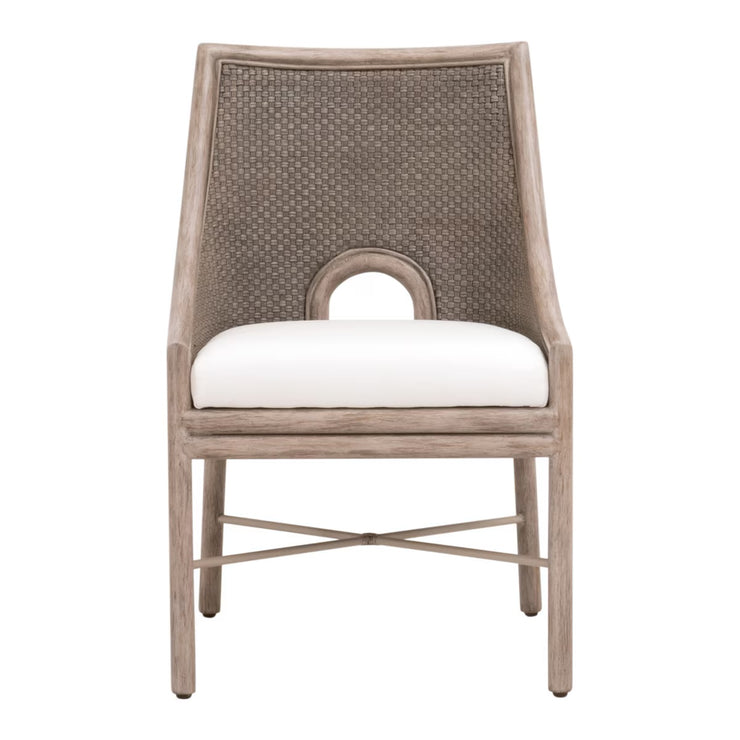 Essentials For Living Adamo Dining Chair~ French Gray Cabana Loom, LiveSmart Peyton-Pearl With French Gray Mahogany Frame