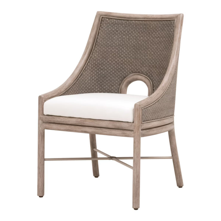 Essentials For Living Adamo Dining Chair~ French Gray Cabana Loom, LiveSmart Peyton-Pearl With French Gray Mahogany Frame