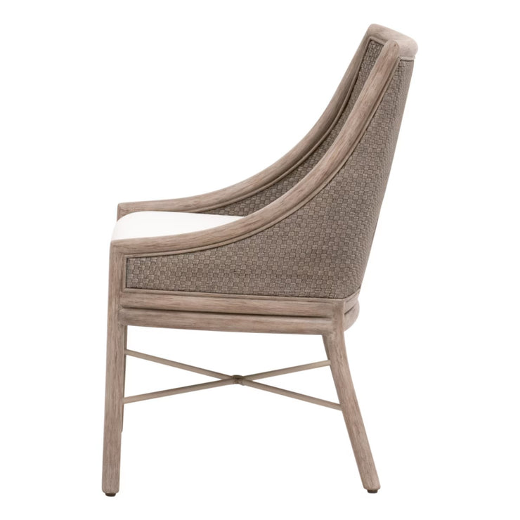 Essentials For Living Adamo Dining Chair~ French Gray Cabana Loom, LiveSmart Peyton-Pearl With French Gray Mahogany Frame
