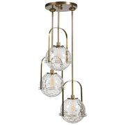 Uttermost Mimas Clear Watered Glass With Antique Brass Accents 3 Light Cluster Pendant