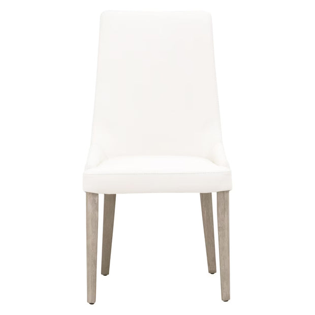 Essentials For Living Aurora Dining Chair~ Alabaster Top Grain Leather With Natural Gray Frame