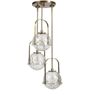 Uttermost Mimas Clear Watered Glass With Antique Brass Accents 3 Light Cluster Pendant