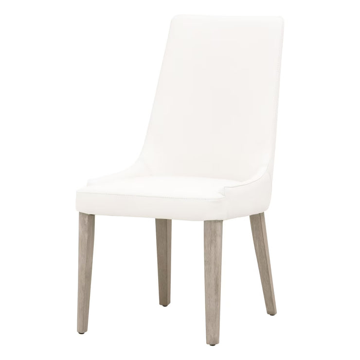 Essentials For Living Aurora Dining Chair~ Alabaster Top Grain Leather With Natural Gray Frame