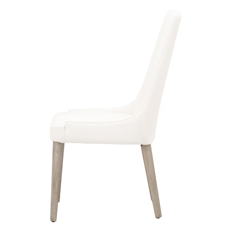 Essentials For Living Aurora Dining Chair~ Alabaster Top Grain Leather With Natural Gray Frame