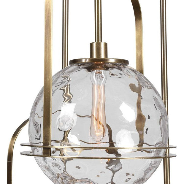 Uttermost Mimas Clear Watered Glass With Antique Brass Accents 3 Light Cluster Pendant