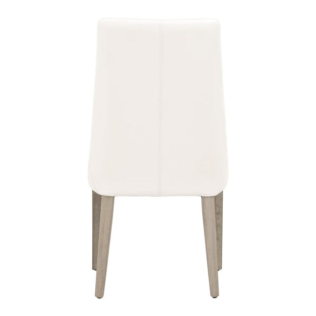 Essentials For Living Aurora Dining Chair~ Alabaster Top Grain Leather With Natural Gray Frame
