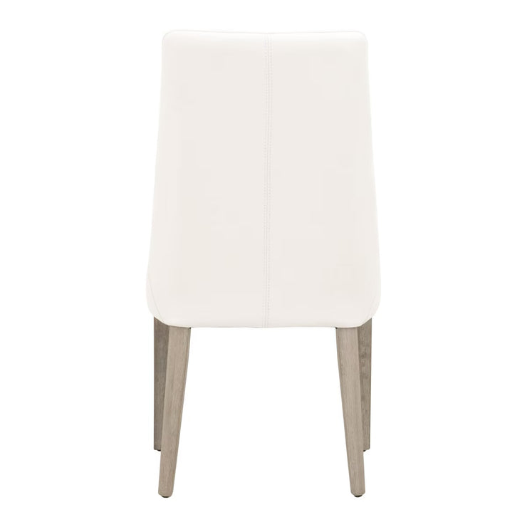 Essentials For Living Aurora Dining Chair~ Alabaster Top Grain Leather With Natural Gray Frame
